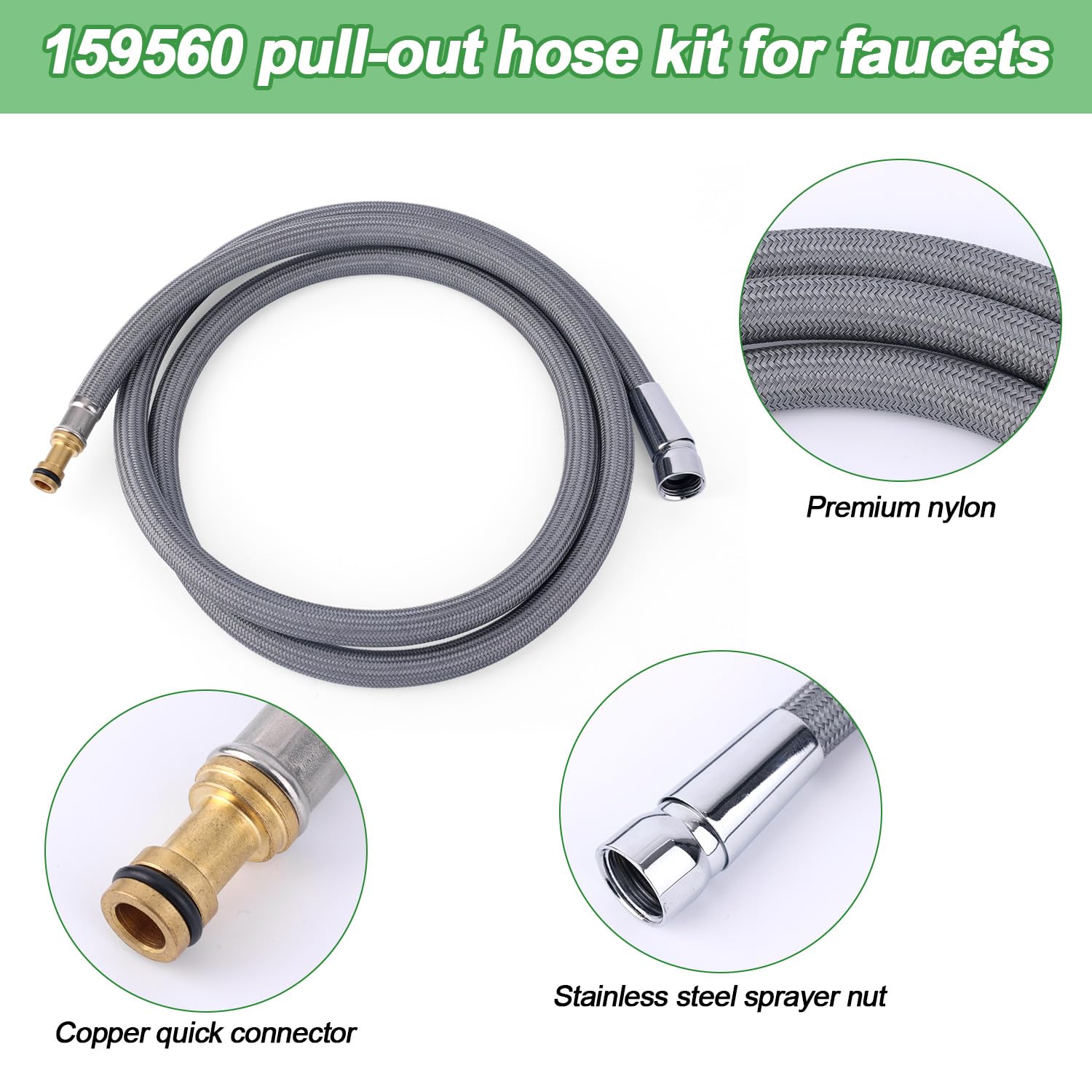 Kitchen Faucet Hose Replacement, 59.06 Inch Kitchen Sink Pull Out